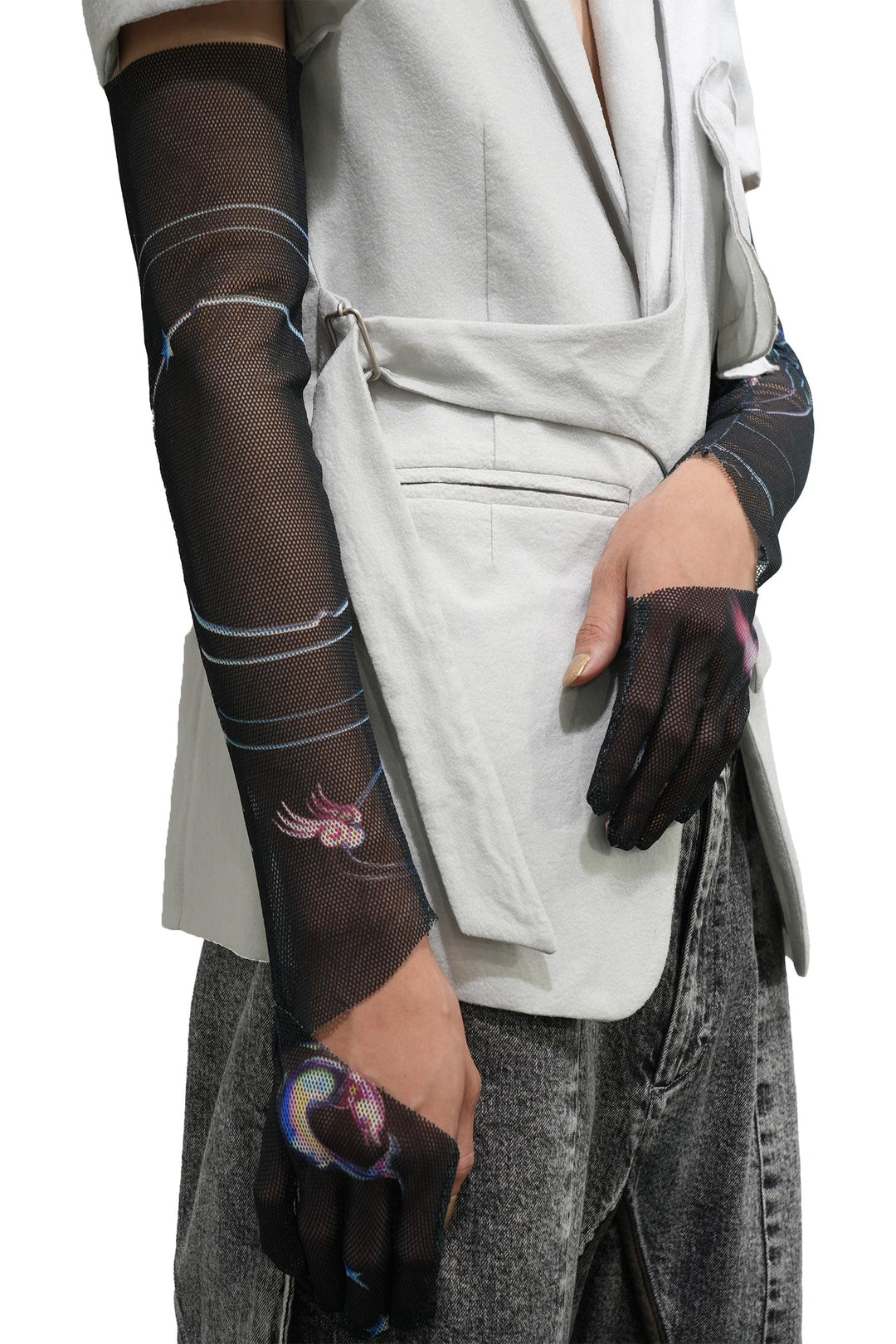 グラフィックメッシュグローブ - Black