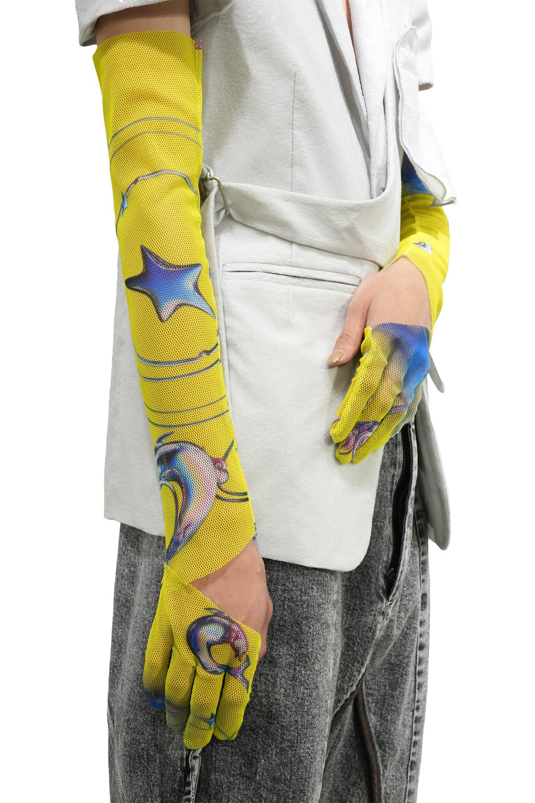 グラフィックメッシュグローブ - Yellow