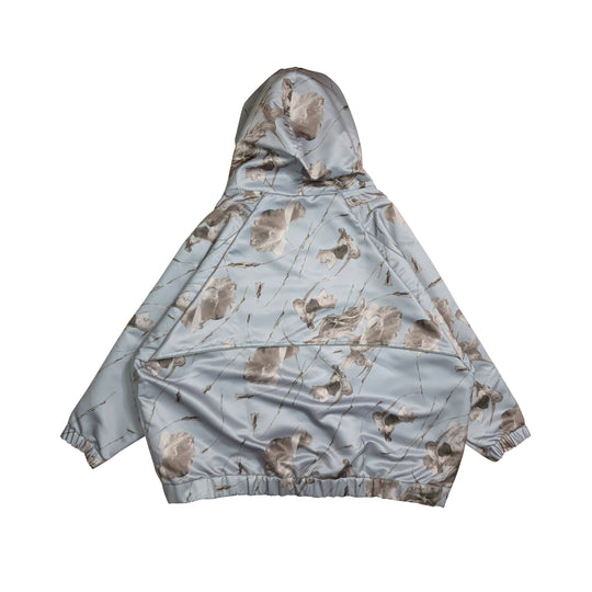 グラフィックハイネックビッグパーカ - Grey