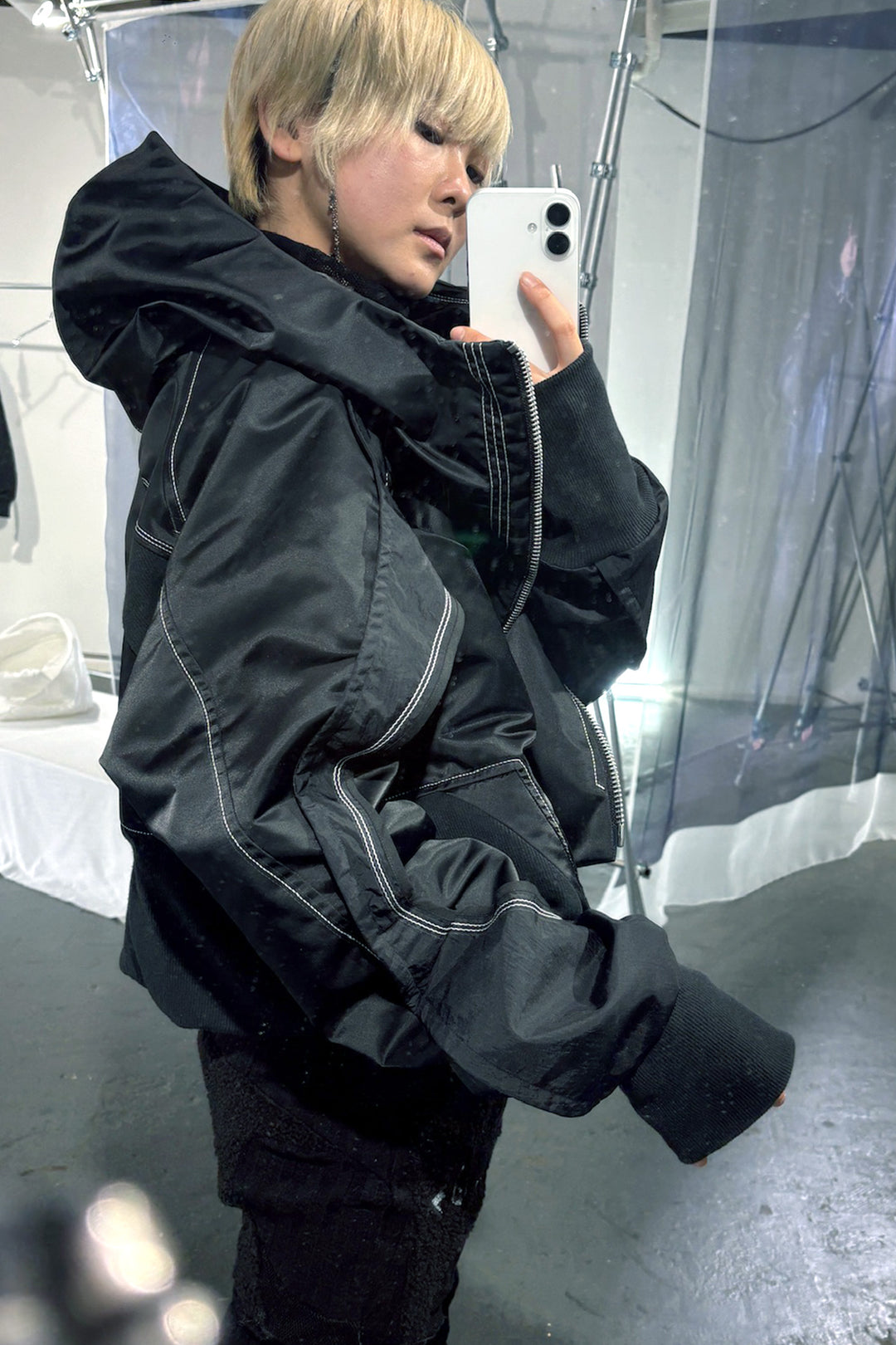 重ねショートフーディ - Black