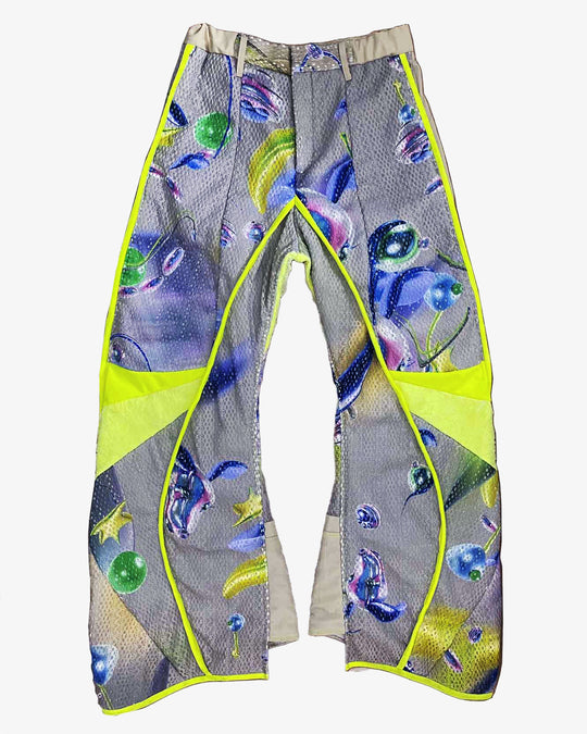 Graphic Puff Curved Pants - Grey