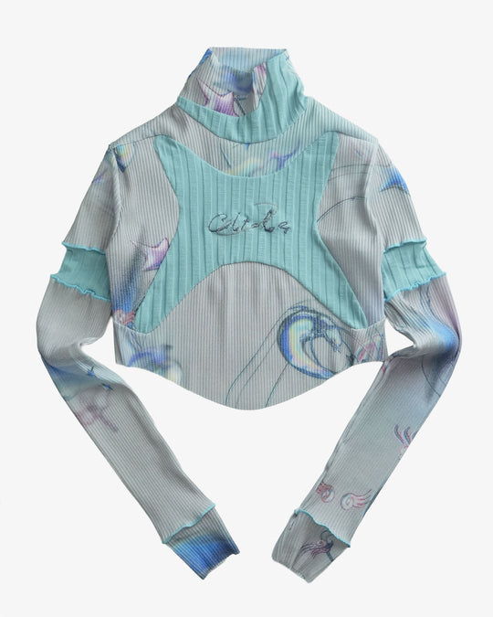 Limited / Graphic Short Top - Sky/Grey