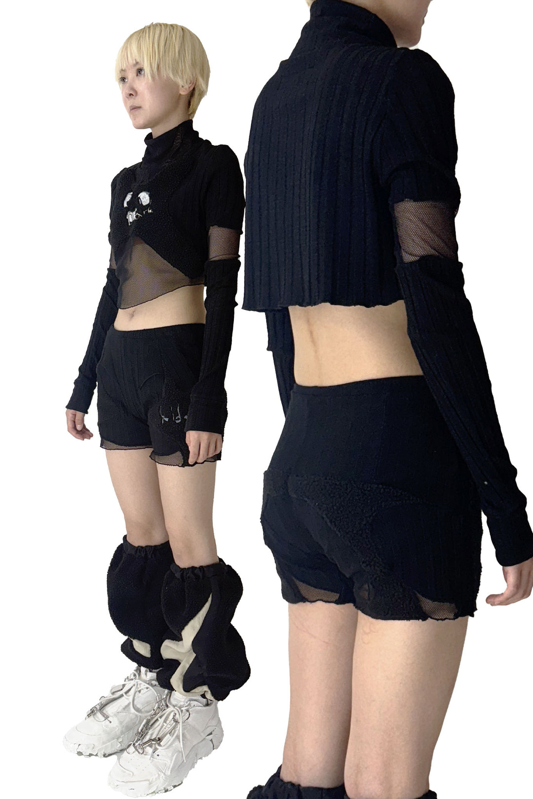 ボア切替ショーツ - Black