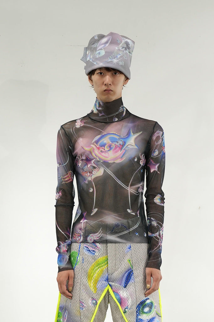 グラフィックメッシュトップ - Black – BALMUNG