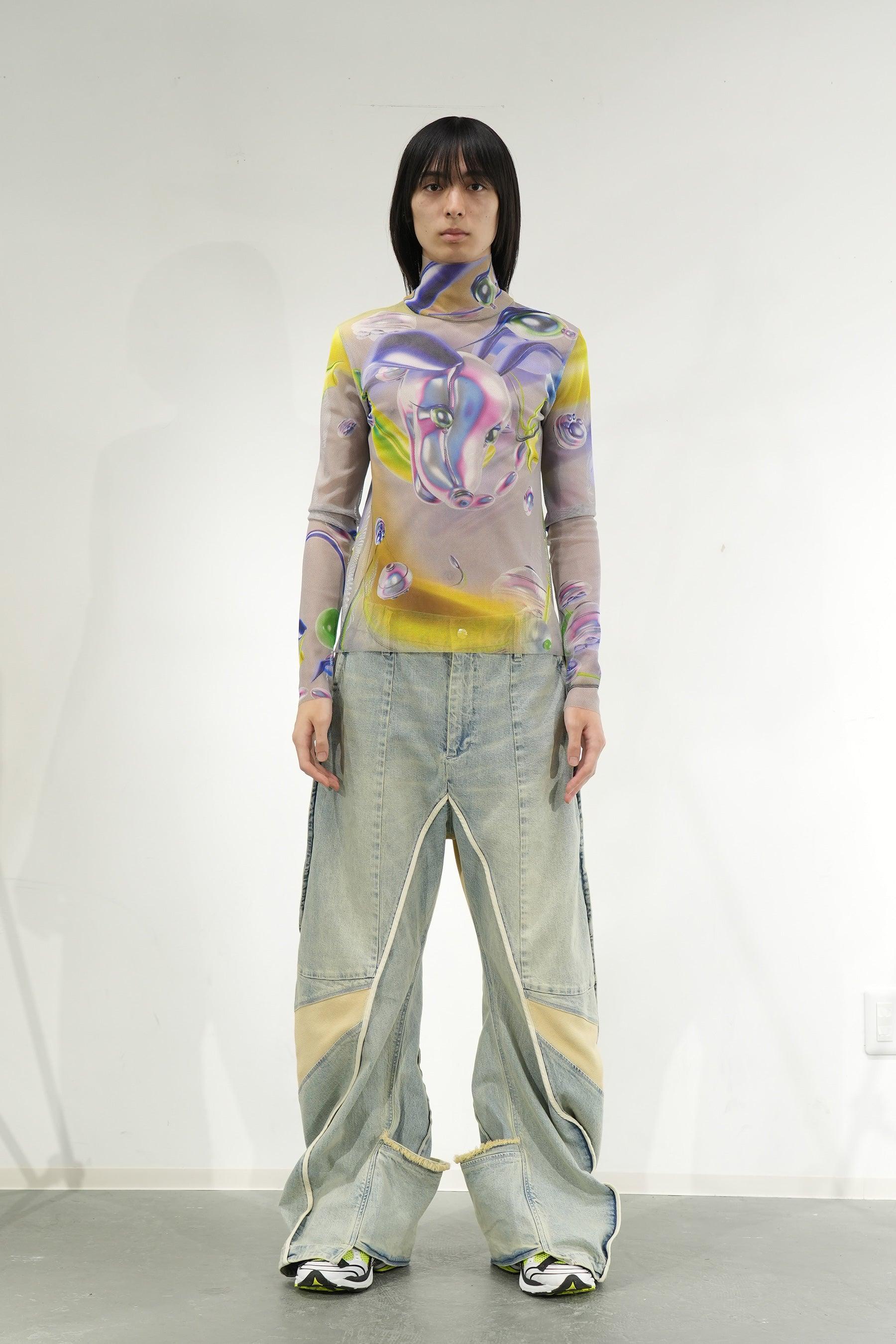 グラフィックメッシュトップ - Grey – BALMUNG