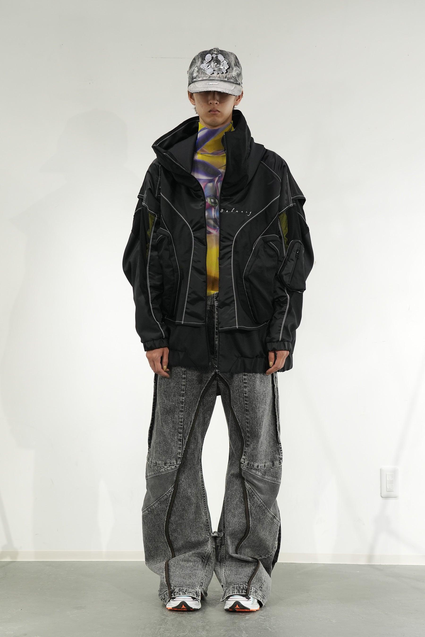 重ねハイネックビッグパーカー (AIR-C) - Black – BALMUNG