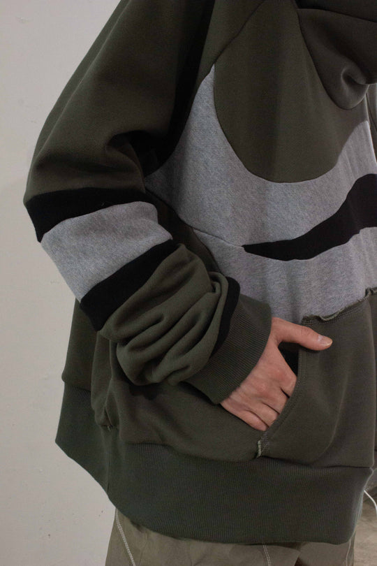 FLOW cross hoodie - Dark khaki