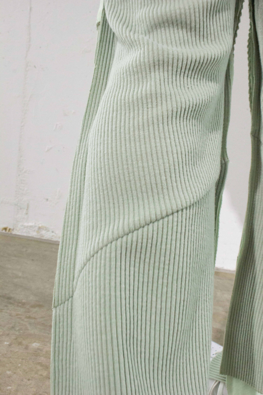 Double layer slit pants （Warm knit） - Green