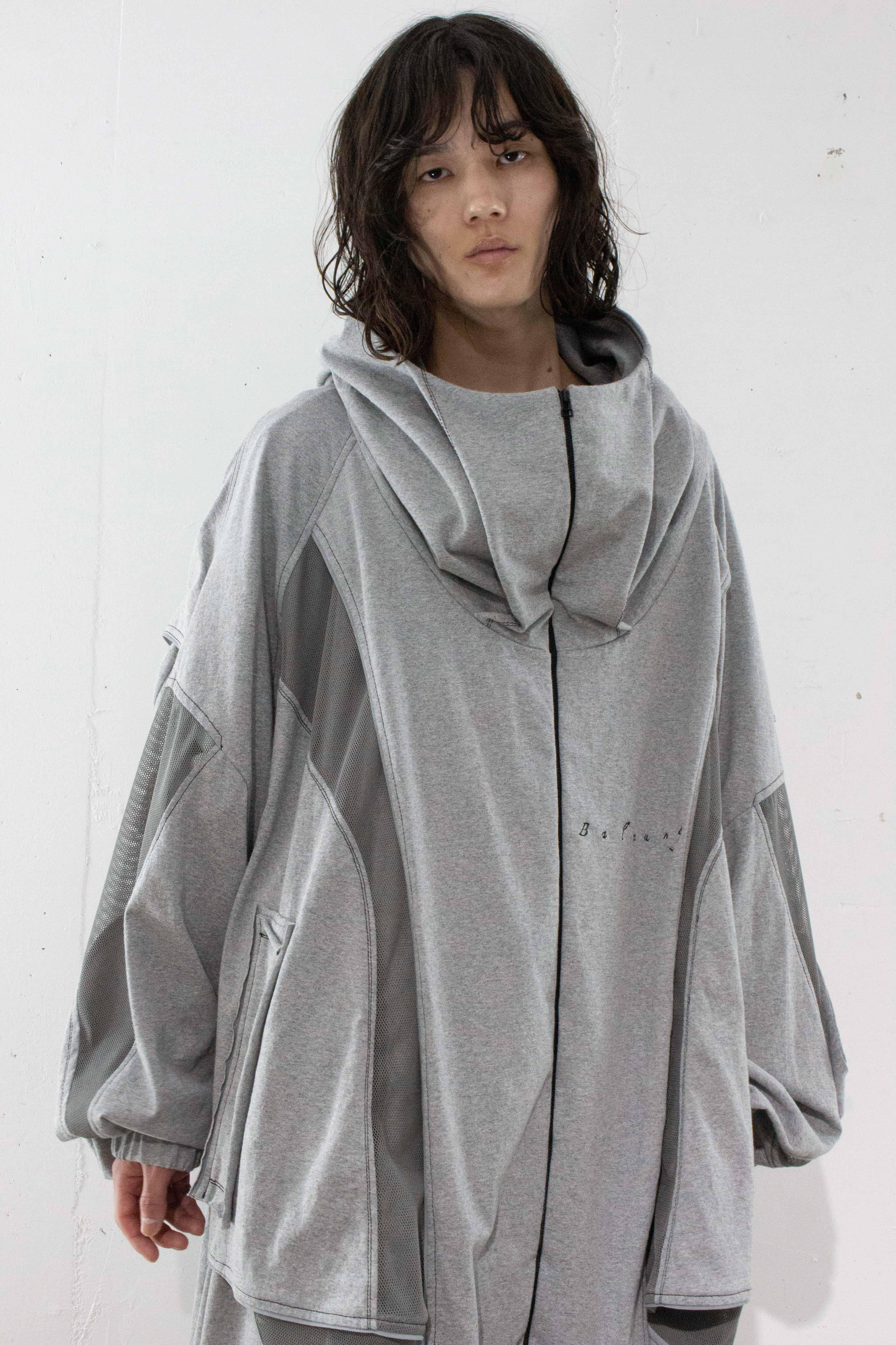 重ねハイネックビッグパーカー(AIR) - ヘザーグレー – BALMUNG