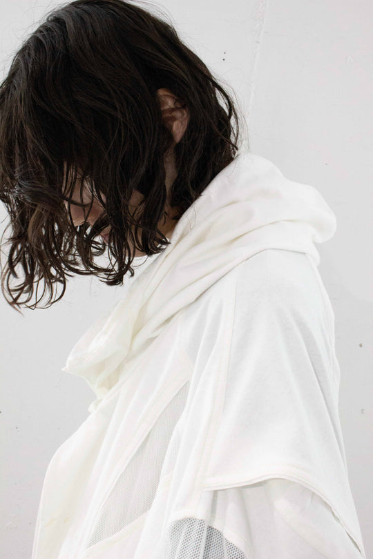 Layer high neck big hoodie (AIR) - White