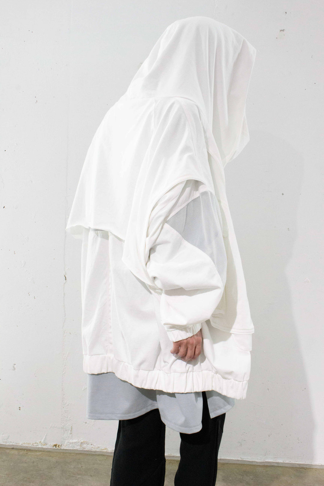 Layer high neck big hoodie (AIR) - White