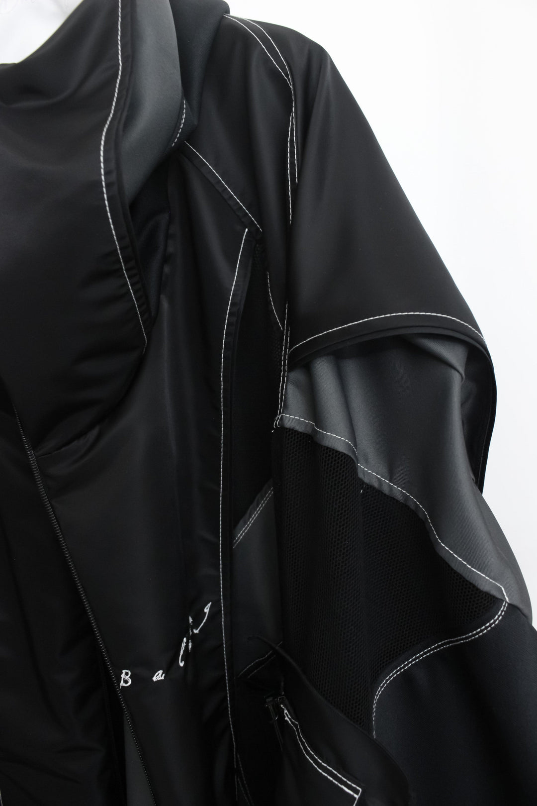 Layered high neck big hoodie (AIR) - Dark 