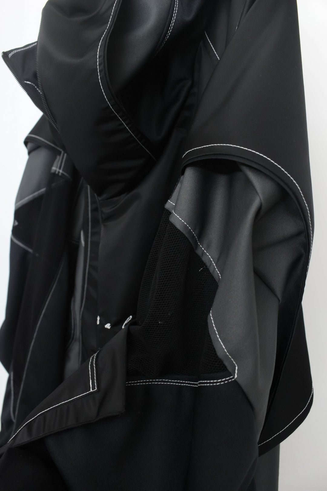 Layered high neck big hoodie (AIR) - Dark 