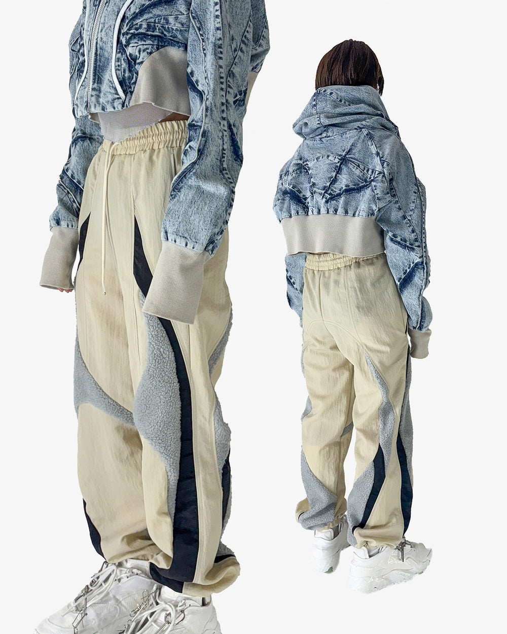 Nylon Boa Pants - Beige