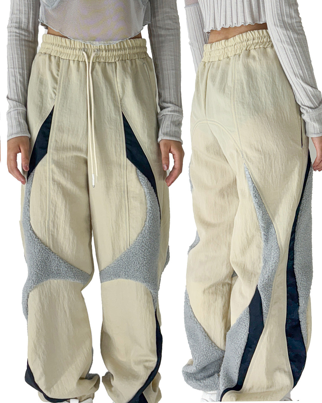 Nylon Boa Pants - Beige
