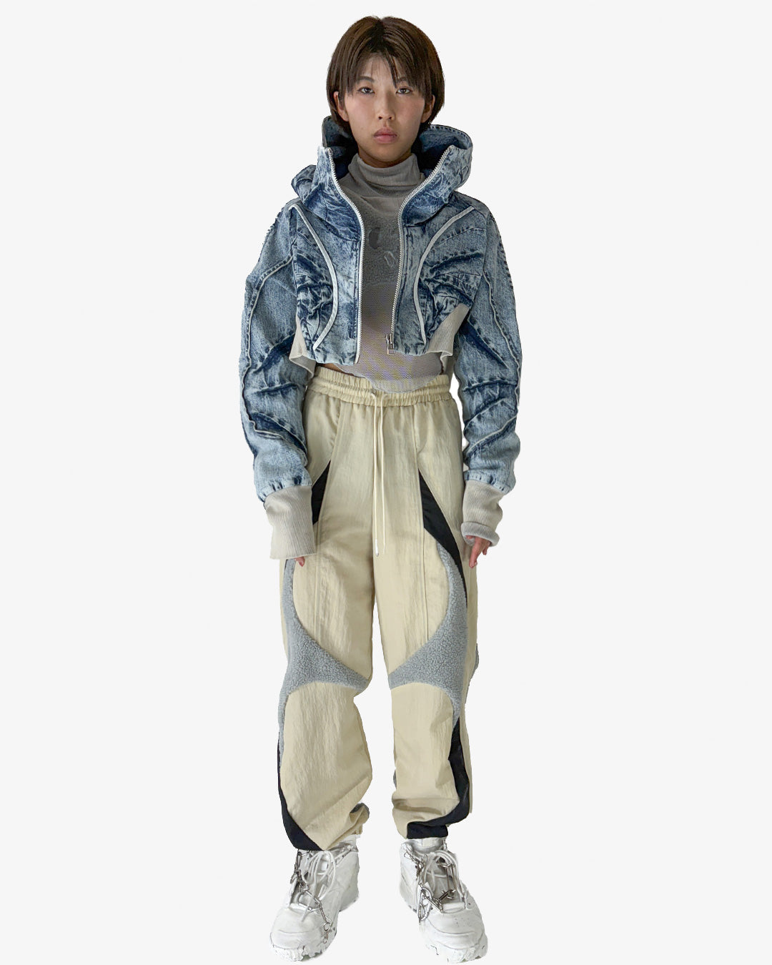 Nylon Boa Pants - Beige