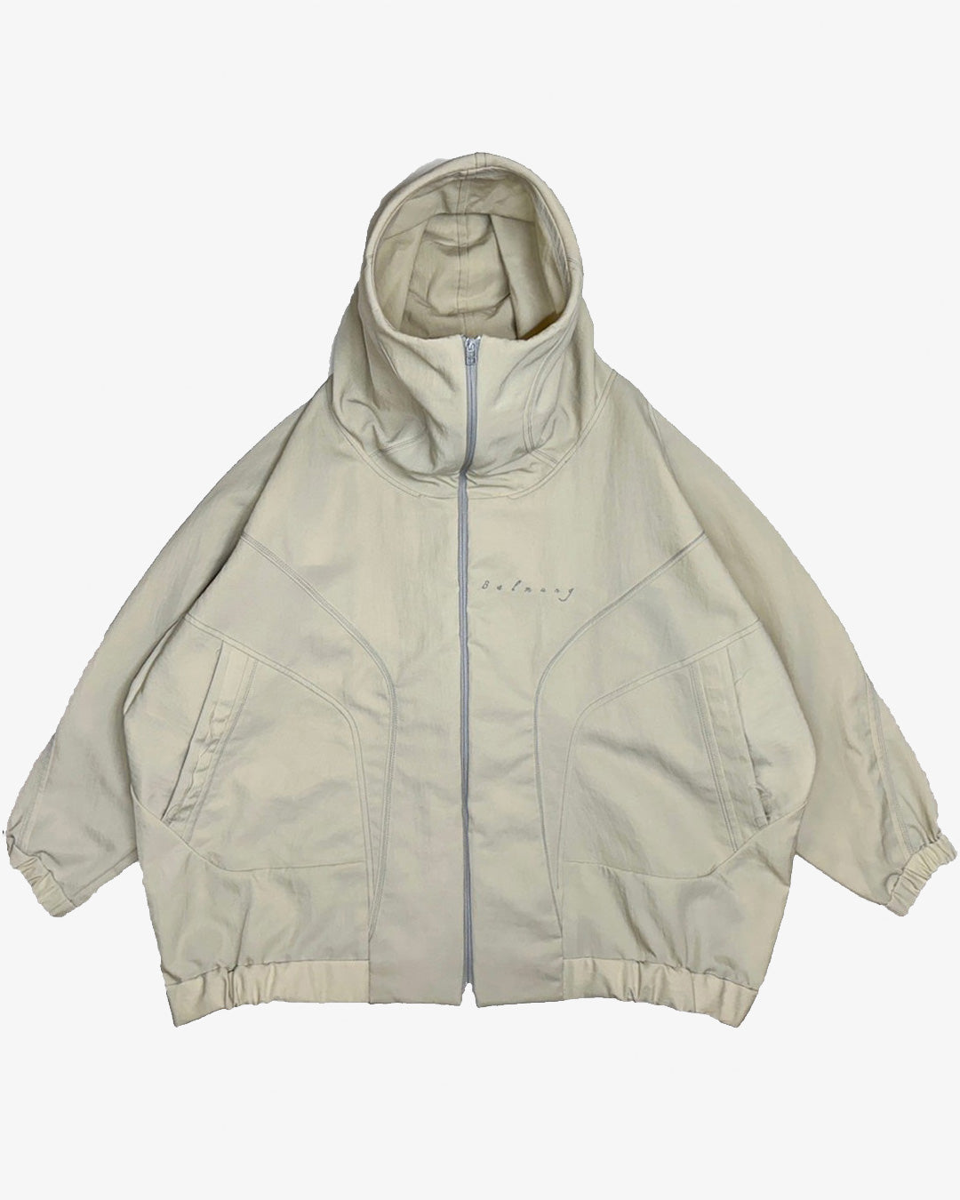 High Neck Big Hoodie - Beige