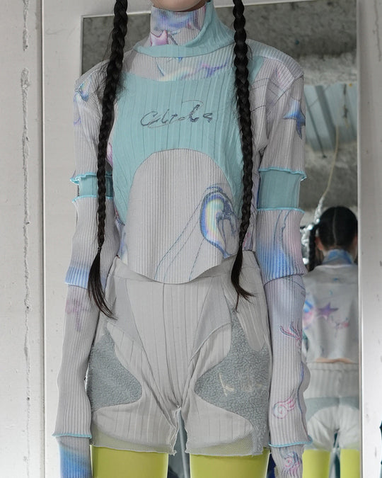 Limited / Graphic Short Top - Sky/Grey