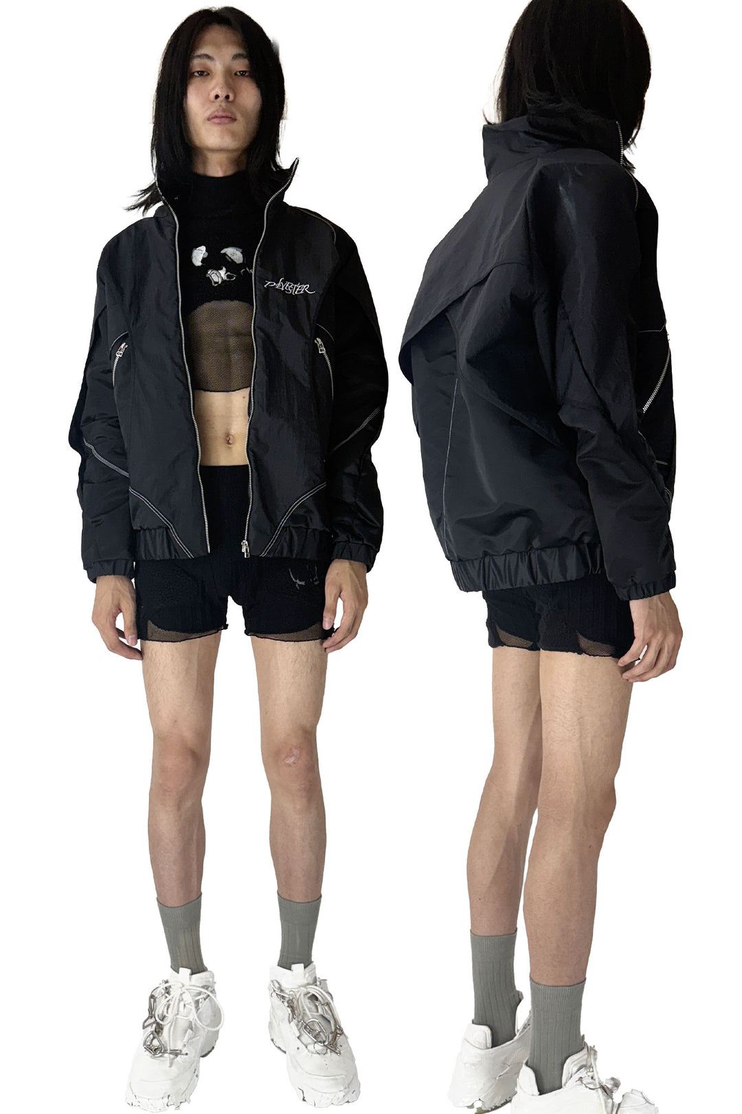 ボア切替ショーツ - Black