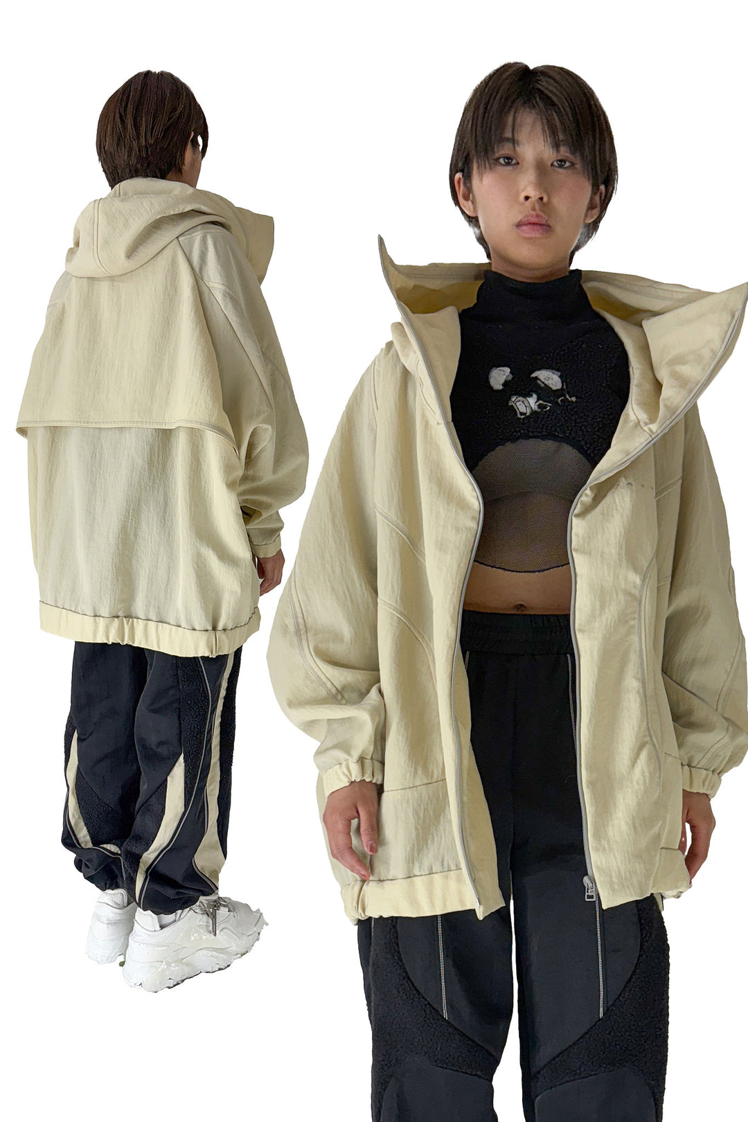 ハイネックビッグパーカー - Black