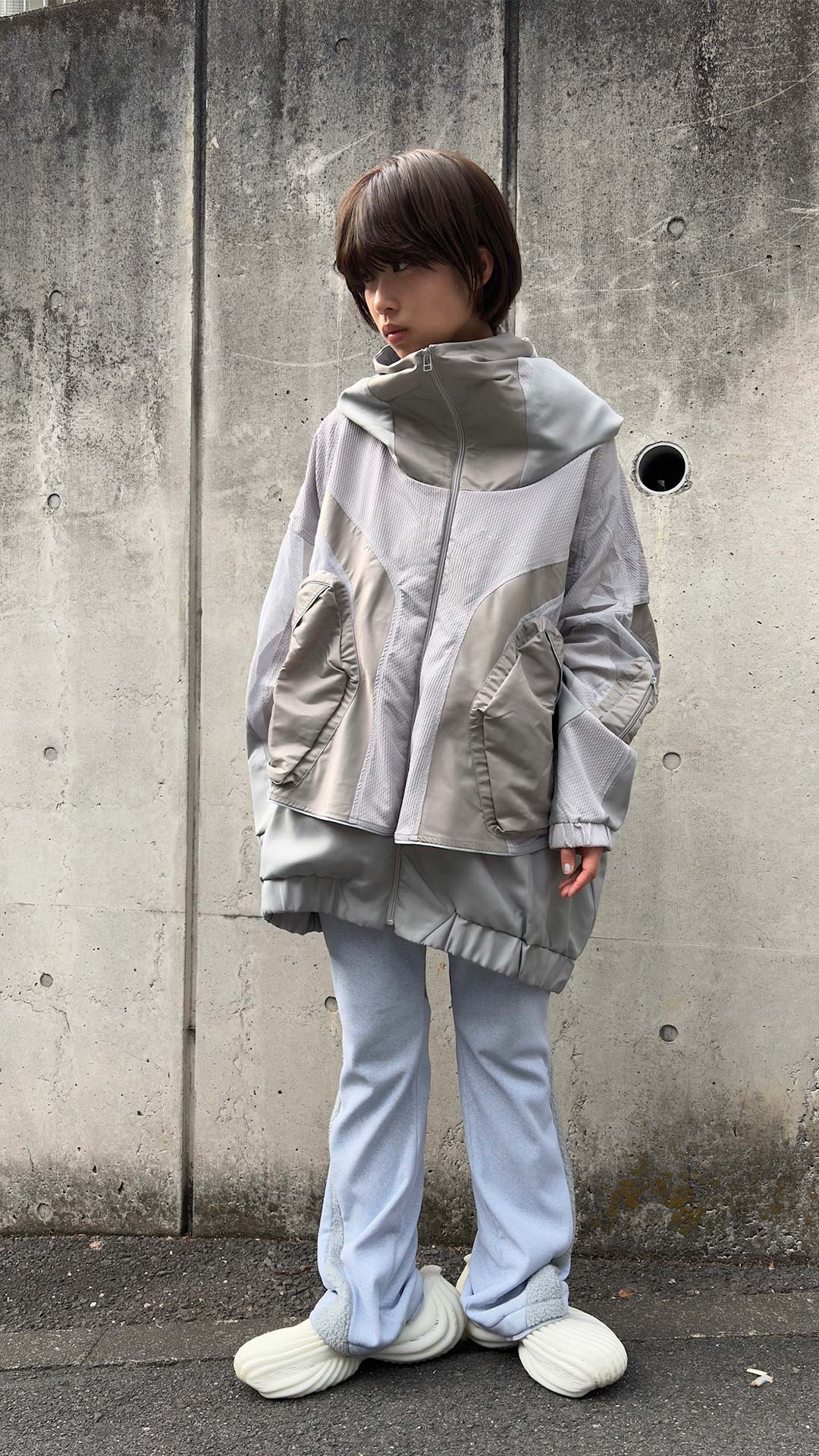 重ねハイネックビッグパーカー (AIR-C) - Grey – BALMUNG