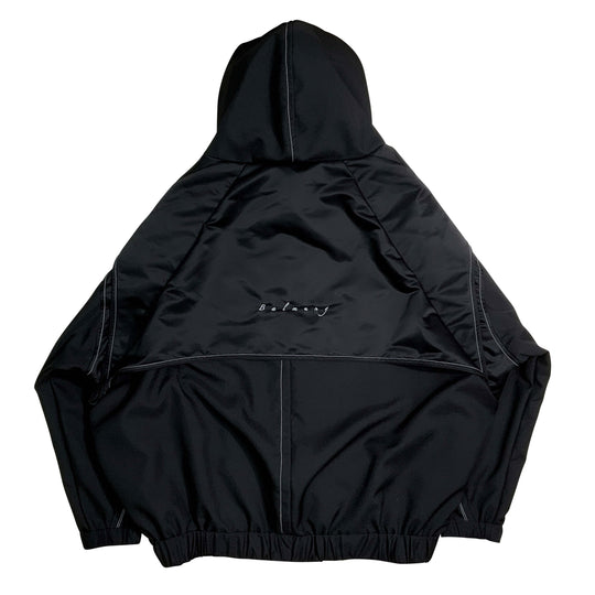 Layer high neck big hoodie  (debri) - Black
