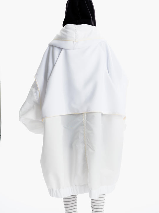 Stacked high neck big hoodie (debri) - White