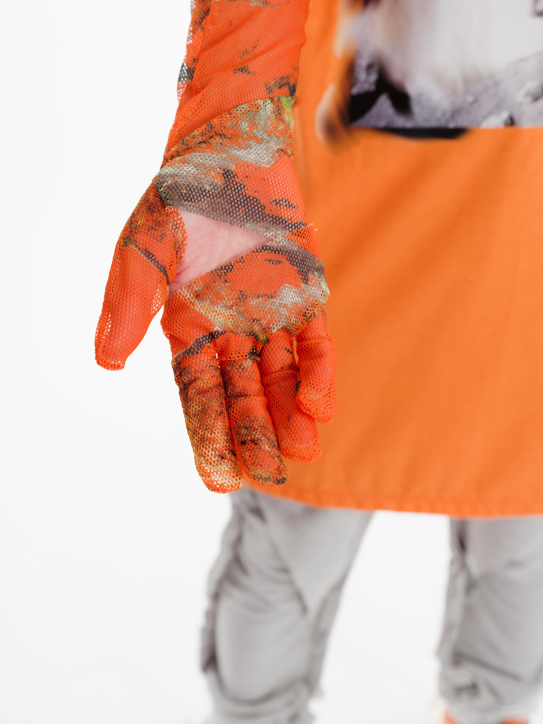 Graphic mesh gloves - orange