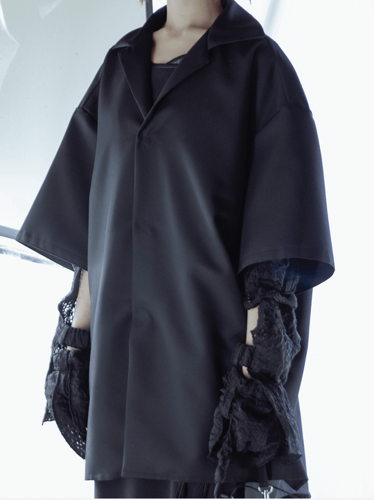 "FORM" Big shirt  (Half Sleeve) - Black