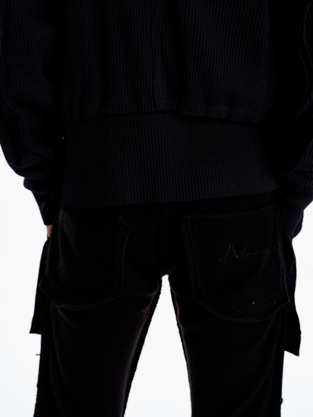 Double slit pants (knit) - Black