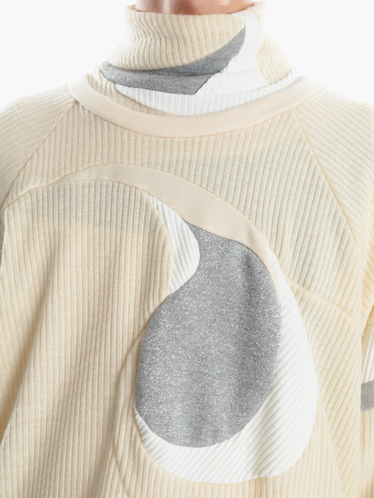 Circle Debris Knit Sweatshirt - Ivory