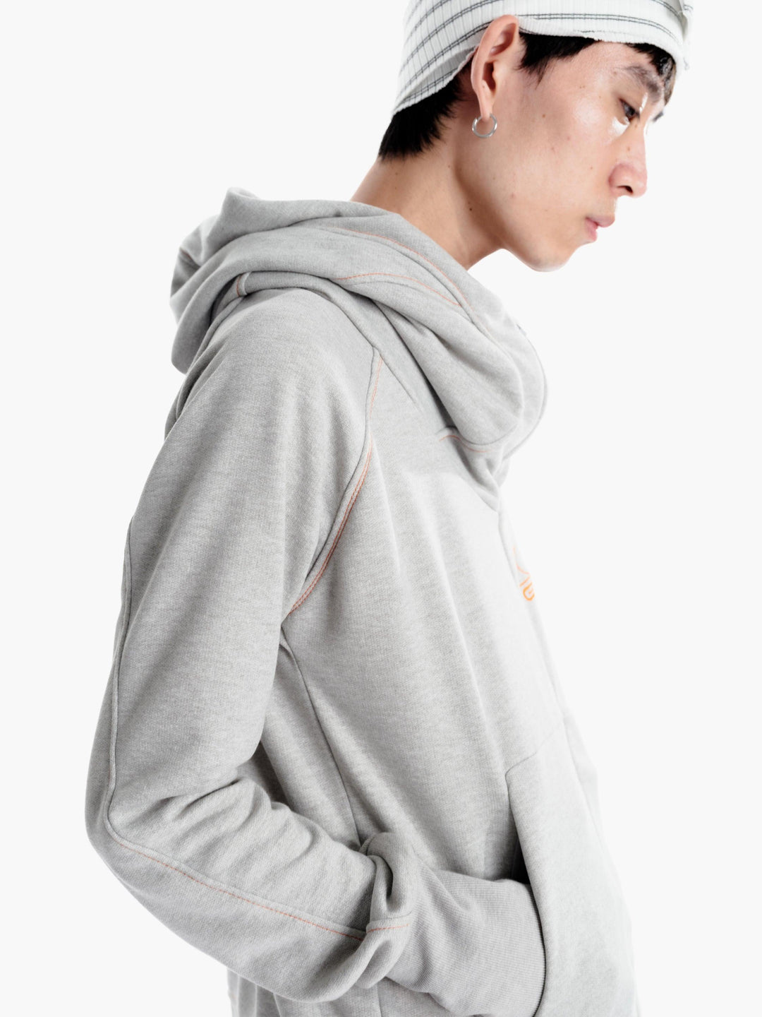 Moon High Neck Hoodie - Gray