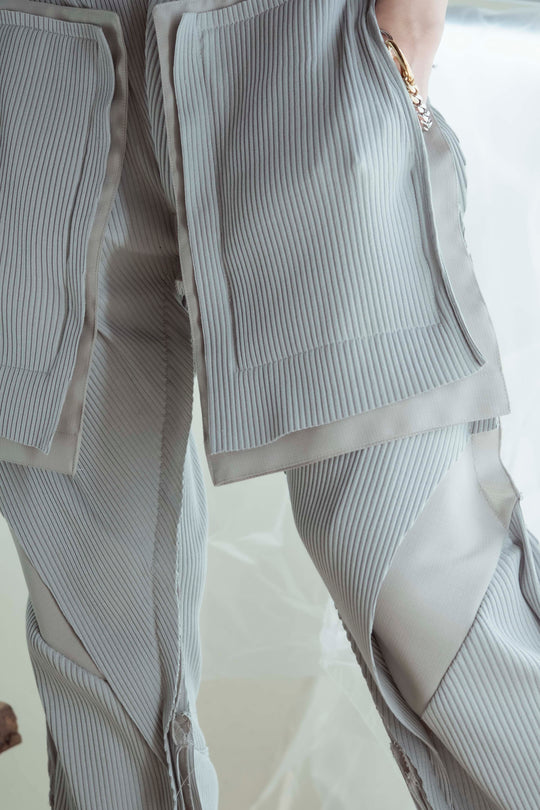 Double slit flared pants - Grey