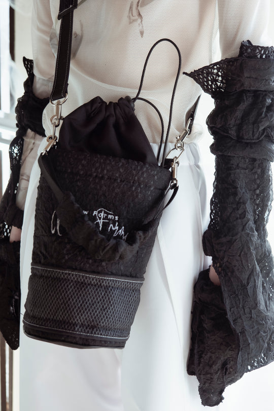 Botanic lace bucket bag - Black