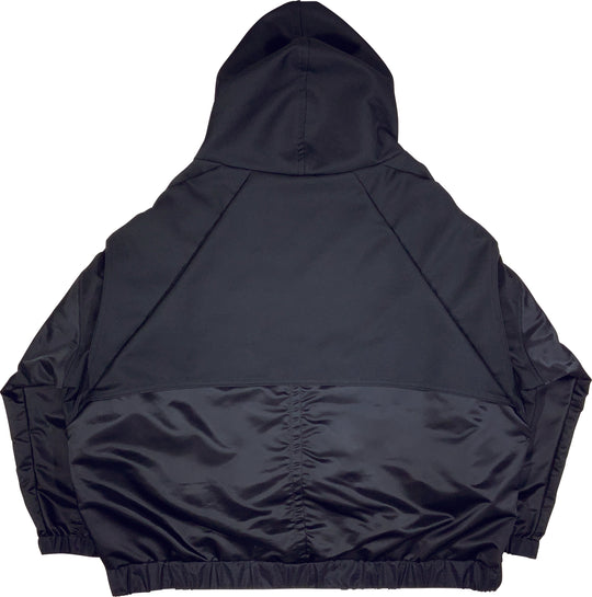 Stacked high neck big hoodie (debri) - Black
